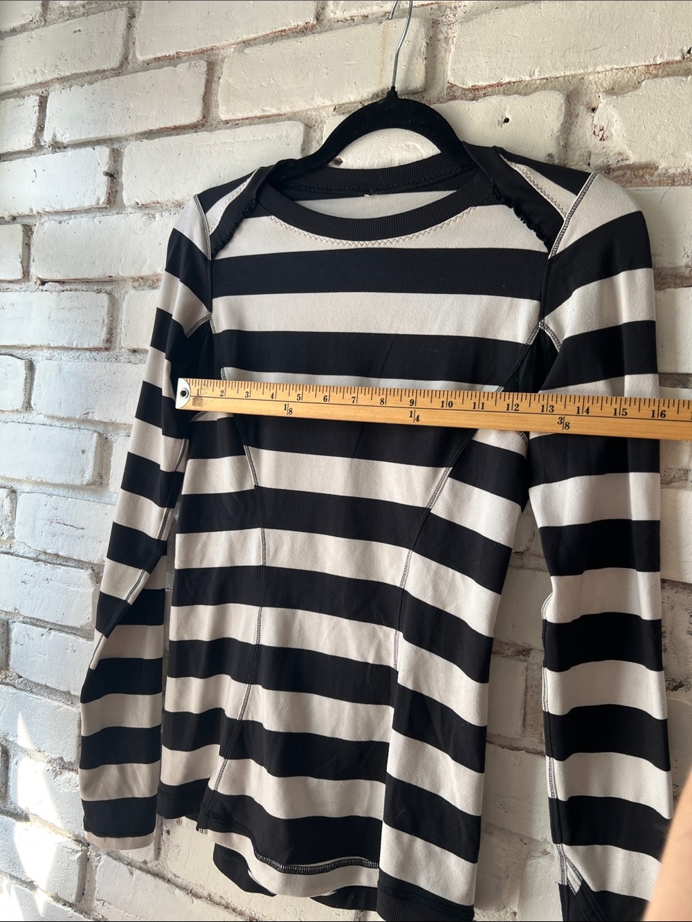 Lululemon Striped Long-Sleeve Crewneck Top - Black & White - Picture 3 of 7